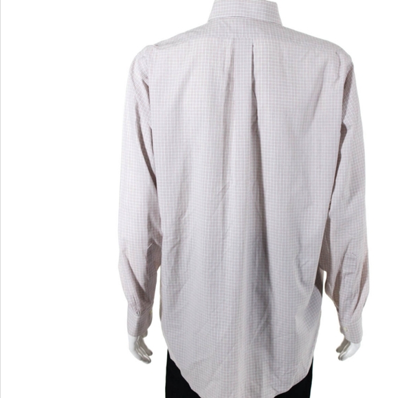 BROOKS BROTHERS MENS COTTON BUTTON DOWN GRID SHIRT WHITE BLACK RED SIZE LARGE - Picture 3 of 4